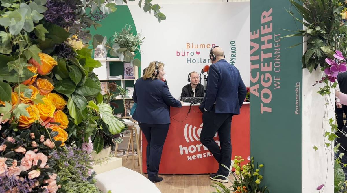 Beursstand op de IPM ESSEN 2025 met HortiBiz Radio